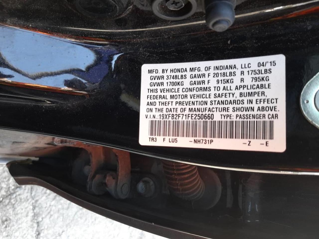 صورة رقم 10 من المزاد - 2015 HONDA CIVIC SE مع VIN 19XFB2F71FE250660