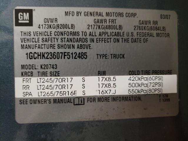 Photo 10 from auction – 2007 CHEVROLET SILVERADO with VIN 1GCHK23607F512485