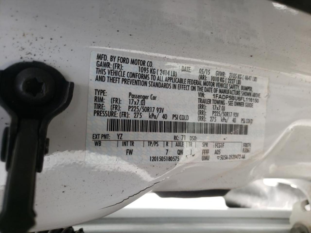 Photo 10 from auction – 2015 FORD C-MAX SEL with VIN 1FADP5BU6FL116150