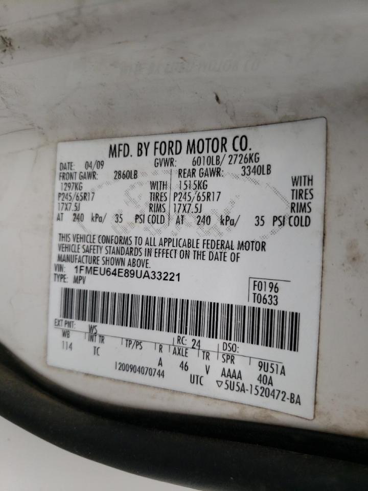 Photo 10 from auction – 2009 FORD EXPLORER E with VIN 1FMEU64E89UA33221