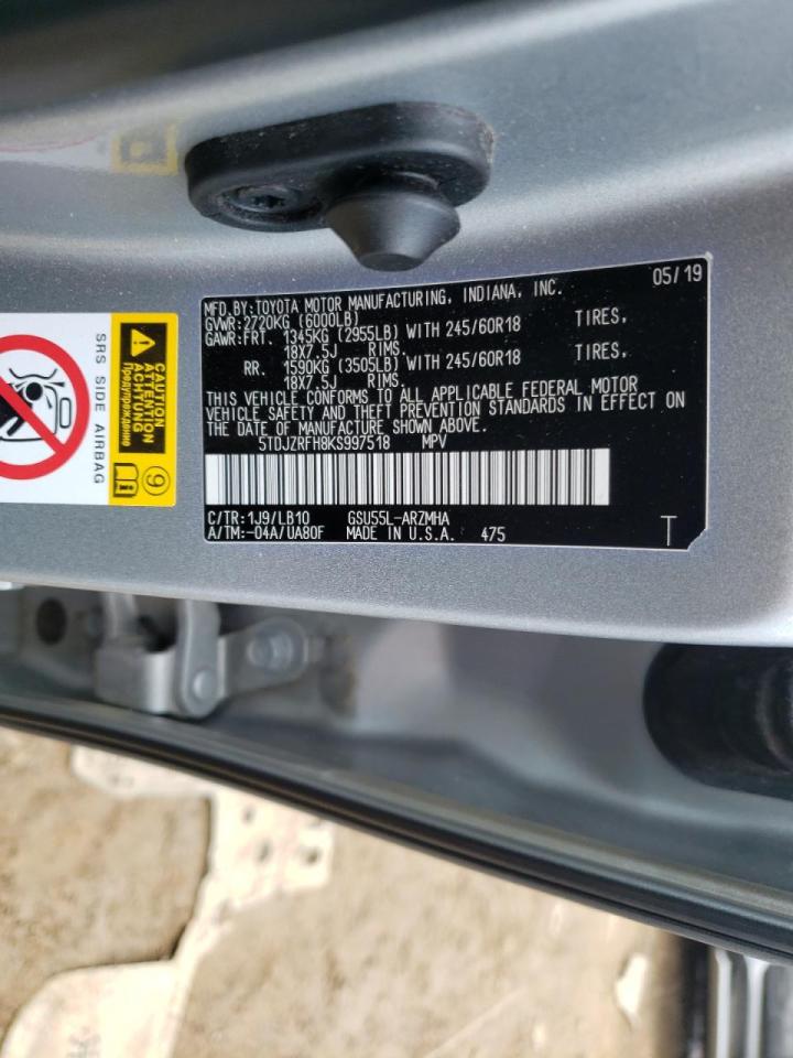 Photo 10 from auction – 2019 TOYOTA HIGHLANDER with VIN 5TDJZRFH8KS997518