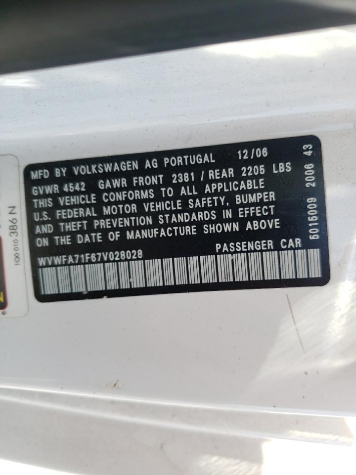 Photo 10 from auction – 2007 VOLKSWAGEN EOS 2.0T L with VIN WVWFA71F67V028028