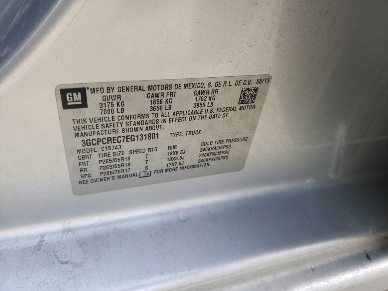 Photo 10 from auction – 2014 CHEVROLET SILVERADO with VIN 3GCPCREC7EG131801