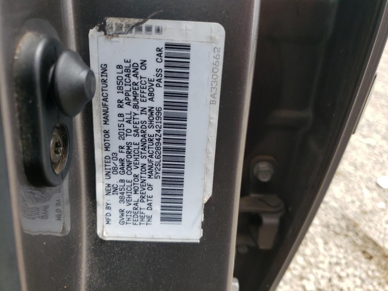 Photo 10 from auction – 2004 PONTIAC VIBE with VIN 5Y2SL62894Z421996