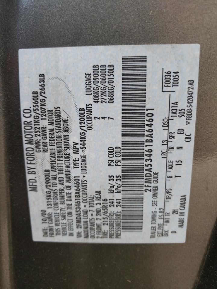 Photo 10 from auction – 2001 FORD WINDSTAR S with VIN 2FMDA53461BA64601