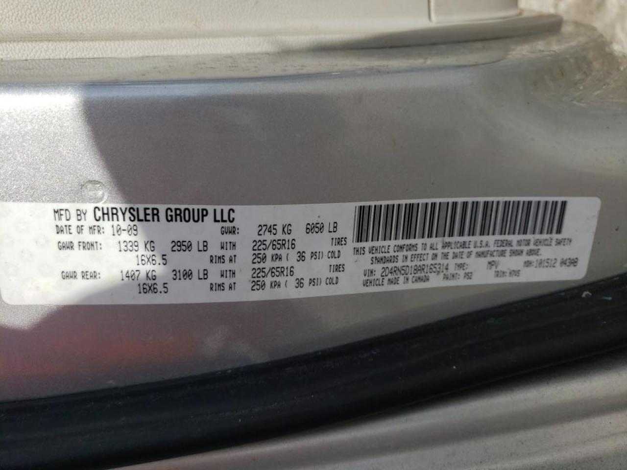Photo 10 from auction – 2010 DODGE GRAND CARA with VIN 2D4RN5D18AR165314