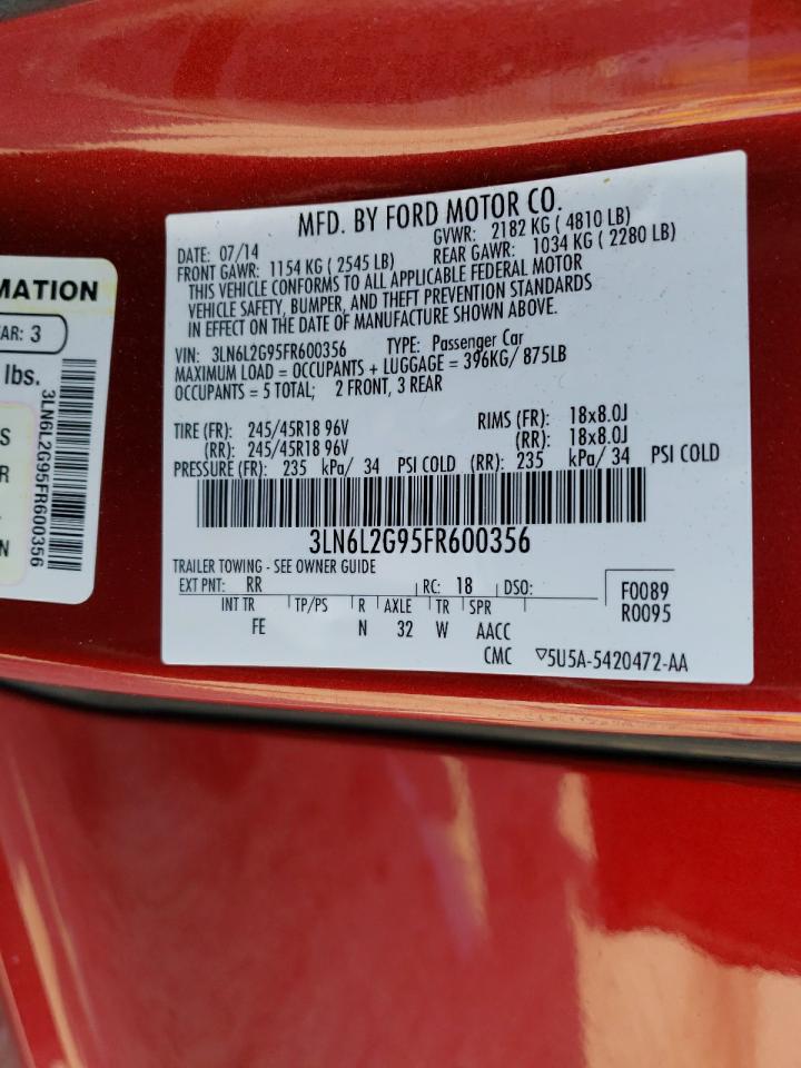 Photo 10 from auction – 2015 LINCOLN MKZ with VIN 3LN6L2G95FR600356