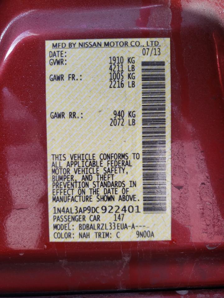 Photo 10 from auction – 2013 NISSAN ALTIMA 2.5 with VIN 1N4AL3AP9DC922401