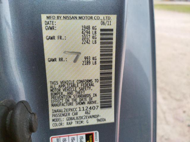 Photo 10 from auction – 2012 NISSAN ALTIMA S with VIN 1N4AL2EPXCC112407