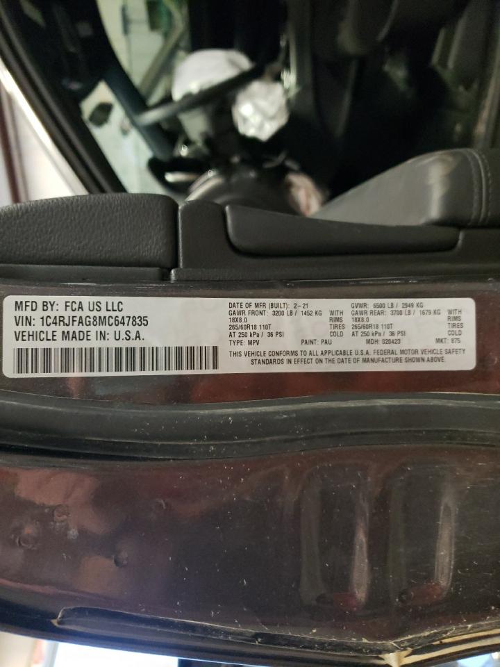Photo 10 from auction – 2021 JEEP GRAND CHER with VIN 1C4RJFAG8MC647835