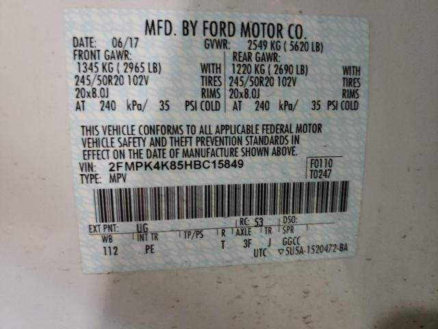 Photo 10 from auction – 2017 FORD EDGE TITAN with VIN 2FMPK4K85HBC15849