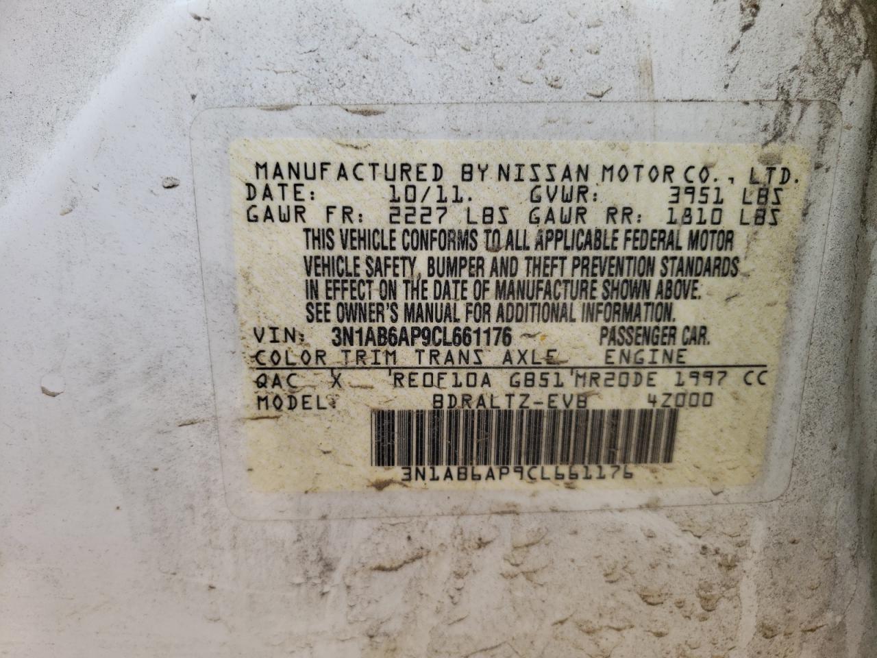 Photo 10 from auction – 2012 NISSAN SENTRA 2.0 with VIN 3N1AB6AP9CL661176