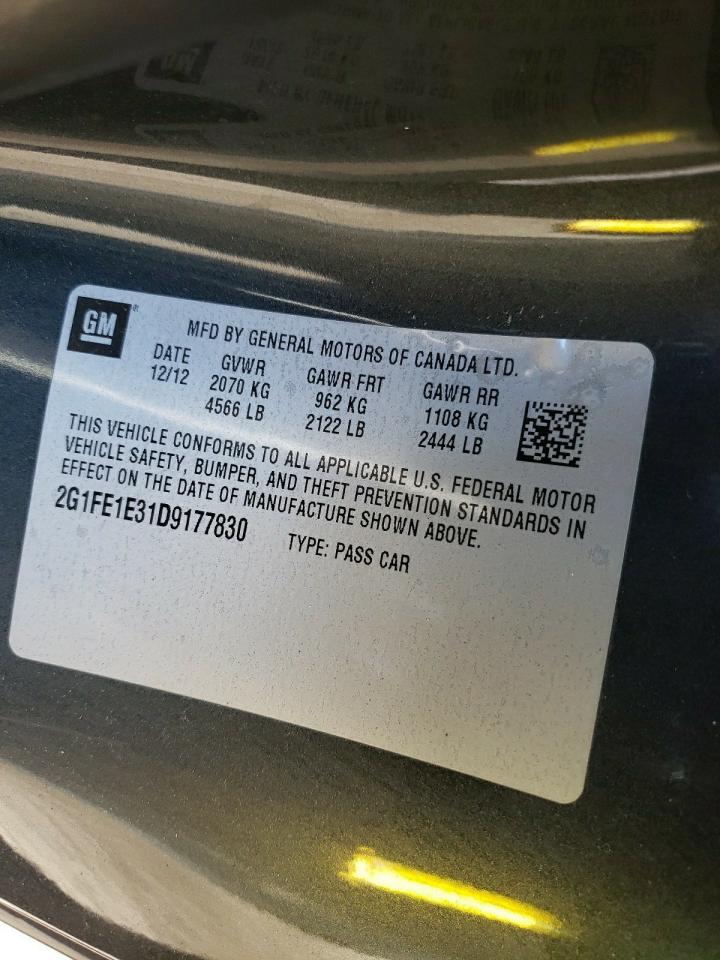 Photo 10 from auction – 2013 CHEVROLET CAMARO LS with VIN 2G1FE1E31D9177830