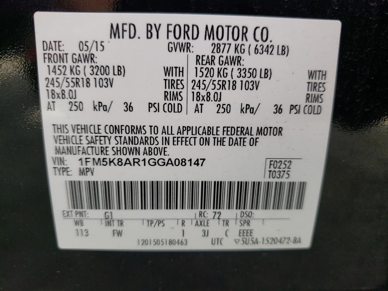 Photo 10 from auction – 2016 FORD EXPLORER P with VIN 1FM5K8AR1GGA08147