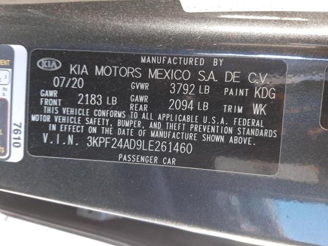 Photo 10 from auction – 2020 KIA FORTE FE with VIN 3KPF24AD9LE261460