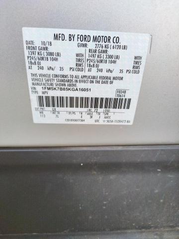 Photo 10 from auction – 2019 FORD EXPLORER with VIN 1FM5K7B85KGA16051