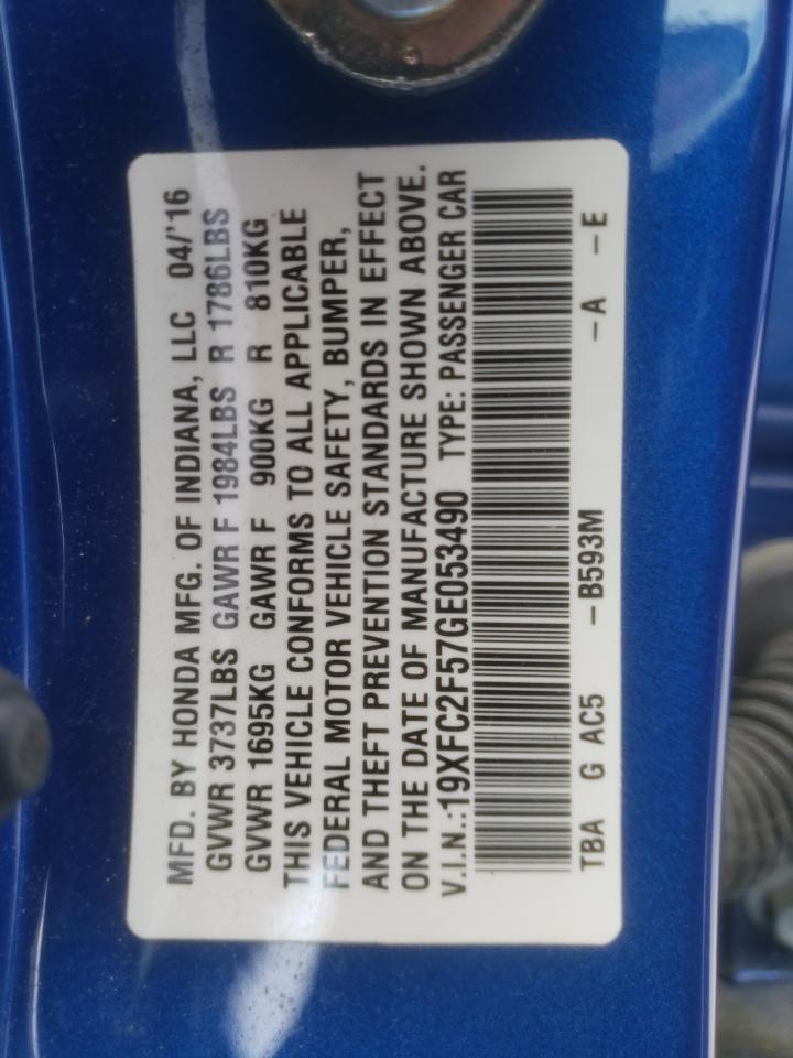 Photo 10 from auction – 2016 HONDA CIVIC LX with VIN 19XFC2F57GE053490
