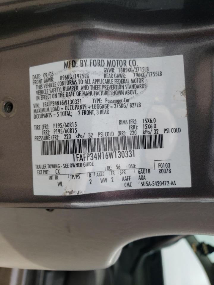 Photo 10 from auction – 2006 FORD FOCUS ZX4 with VIN 1FAFP34N16W130331