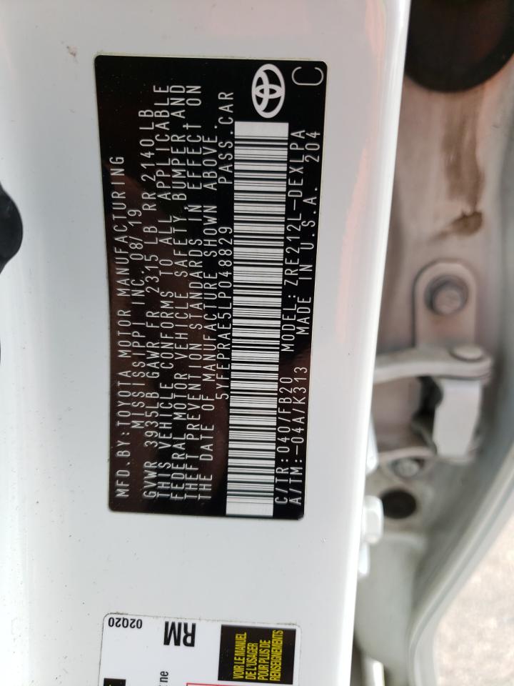 Photo 10 from auction – 2020 TOYOTA COROLLA LE with VIN 5YFEPRAE5LP048829