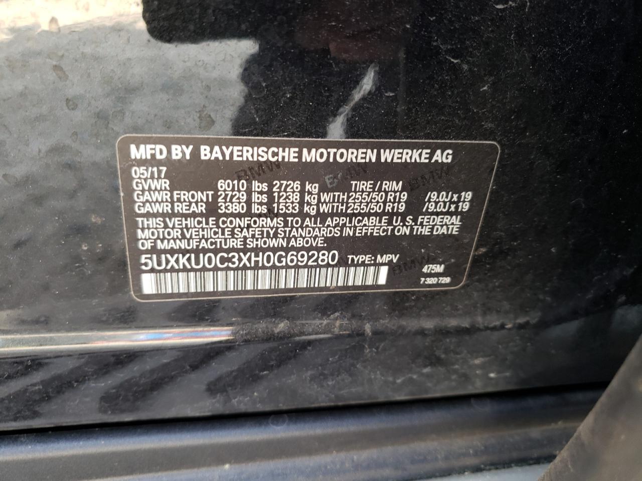 Photo 10 from auction – 2017 BMW X6 SDRIVE3 with VIN 5UXKU0C3XH0G69280