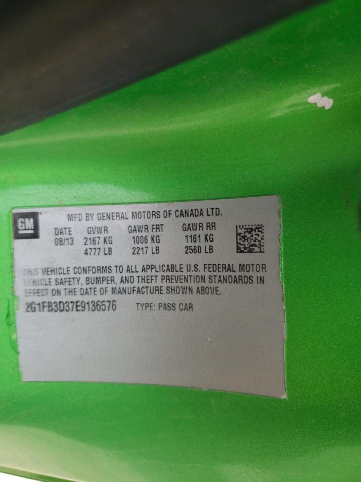 Photo 10 from auction – 2014 CHEVROLET CAMARO LT with VIN 2G1FB3D37E9136576