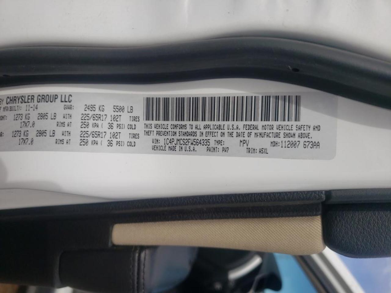 Photo 10 from auction – 2015 JEEP CHEROKEE L with VIN 1C4PJMCS2FW564335
