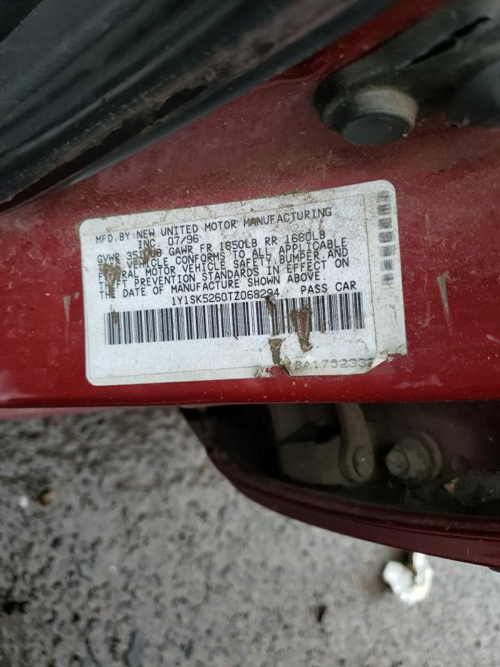 Photo 10 from auction – 1996 GEO PRIZM BASE with VIN 1Y1SK5260TZ068294