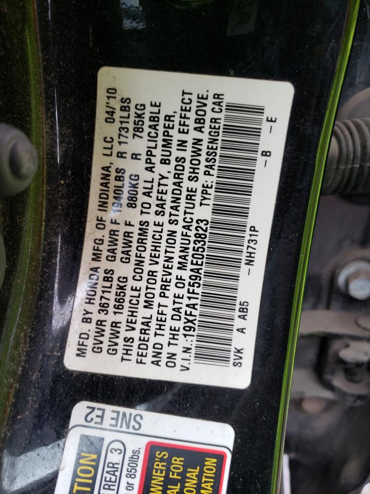Photo 10 from auction – 2010 HONDA CIVIC LX with VIN 19XFA1F59AE053823
