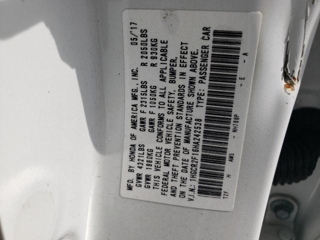 Photo 10 from auction – 2017 HONDA ACCORD SPO with VIN 1HGCR2F16HA242538