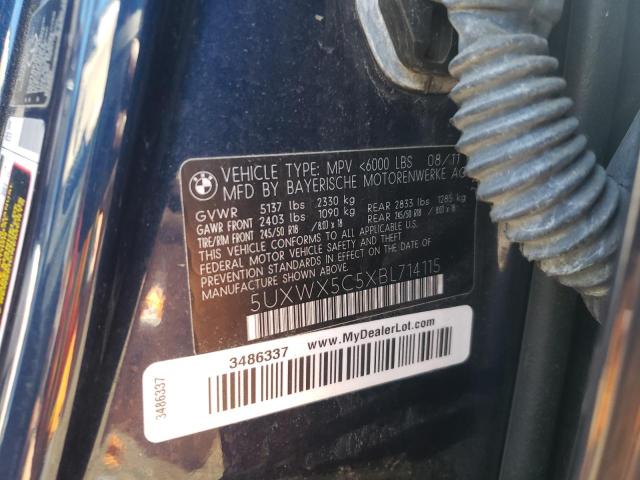 Photo 10 from auction – 2011 BMW X3 XDRIVE2 with VIN 5UXWX5C5XBL714115