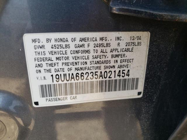 Photo 10 from auction – 2005 ACURA TL with VIN 19UUA66235A021454
