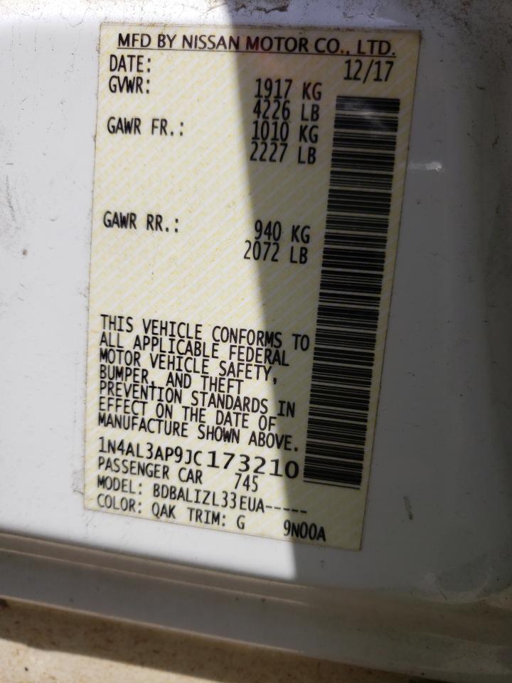 Photo 10 from auction – 2018 NISSAN ALTIMA 2.5 with VIN 1N4AL3AP9JC173210