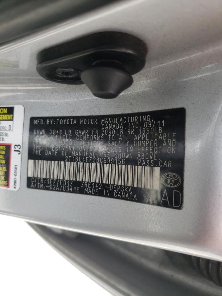 Photo 10 from auction – 2011 TOYOTA COROLLA BA with VIN 2T1BU4EE3BC699156