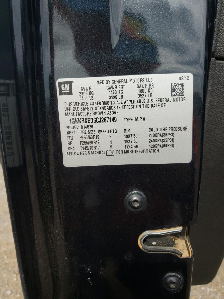 Photo 10 from auction – 2012 GMC ACADIA SLT with VIN 1GKKRSED6CJ267149