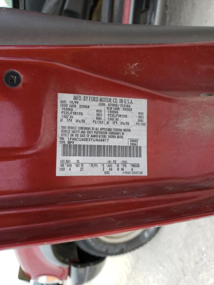 Photo 10 from auction – 2000 FORD EXPLORER S with VIN 1FMCU60E3YUA66817