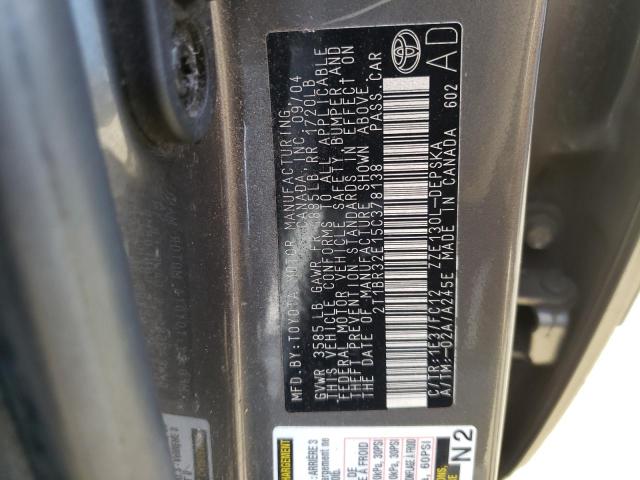 Photo 10 from auction – 2005 TOYOTA COROLLA CE with VIN 2T1BR32E15C378138