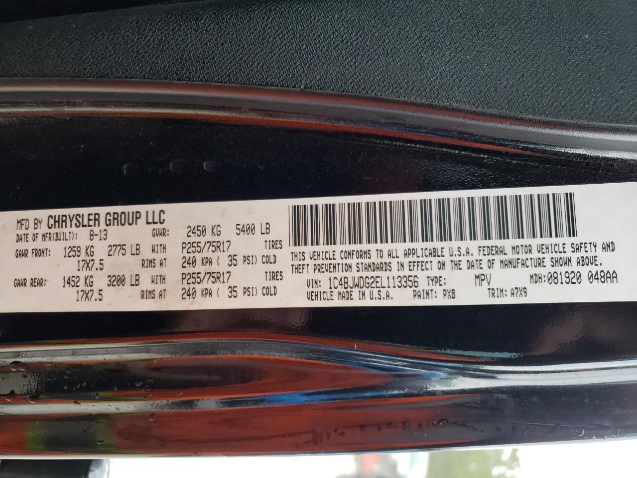 Photo 10 from auction – 2014 JEEP WRANGLER U with VIN 1C4BJWDG2EL113356