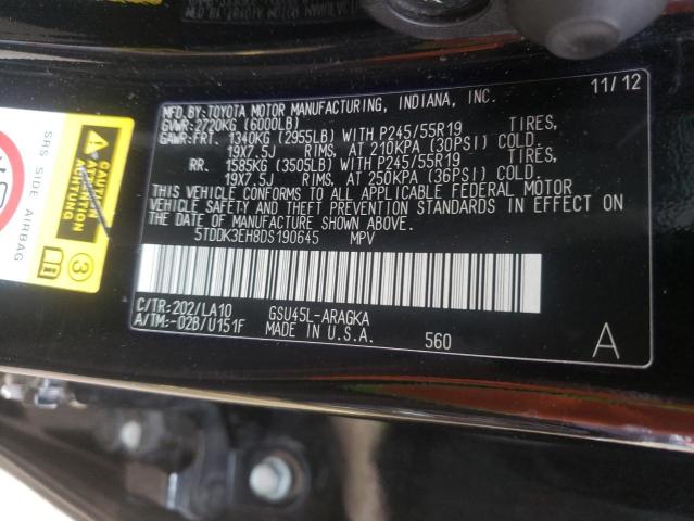 Photo 10 from auction – 2013 TOYOTA HIGHLANDER with VIN 5TDDK3EH8DS190645