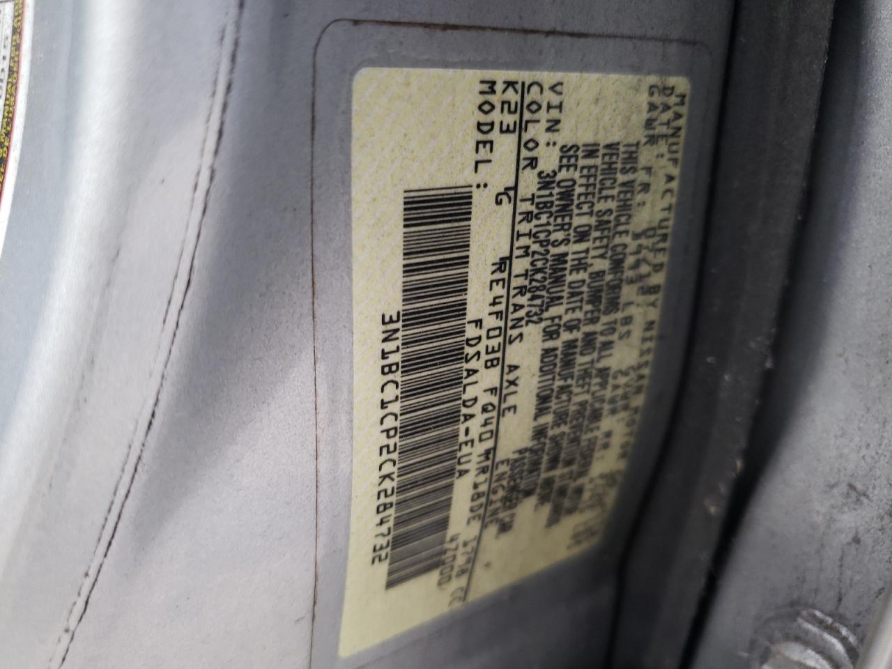 Photo 10 from auction – 2012 NISSAN VERSA S with VIN 3N1BC1CP2CK284732