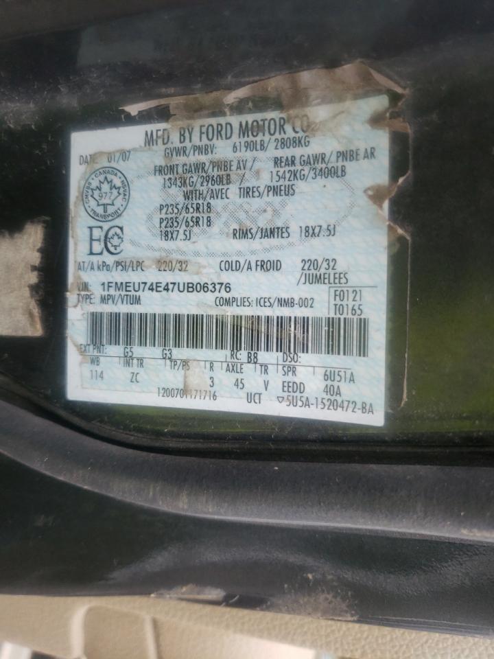 Photo 10 from auction – 2007 FORD EXPLORER E with VIN 1FMEU74E47UB06376