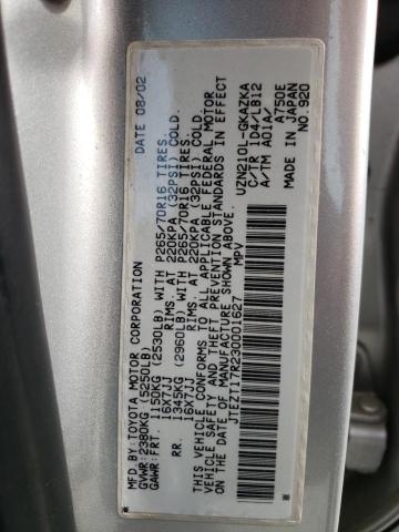 Photo 10 from auction – 2003 TOYOTA 4RUNNER LI with VIN JTEZT17R230001627