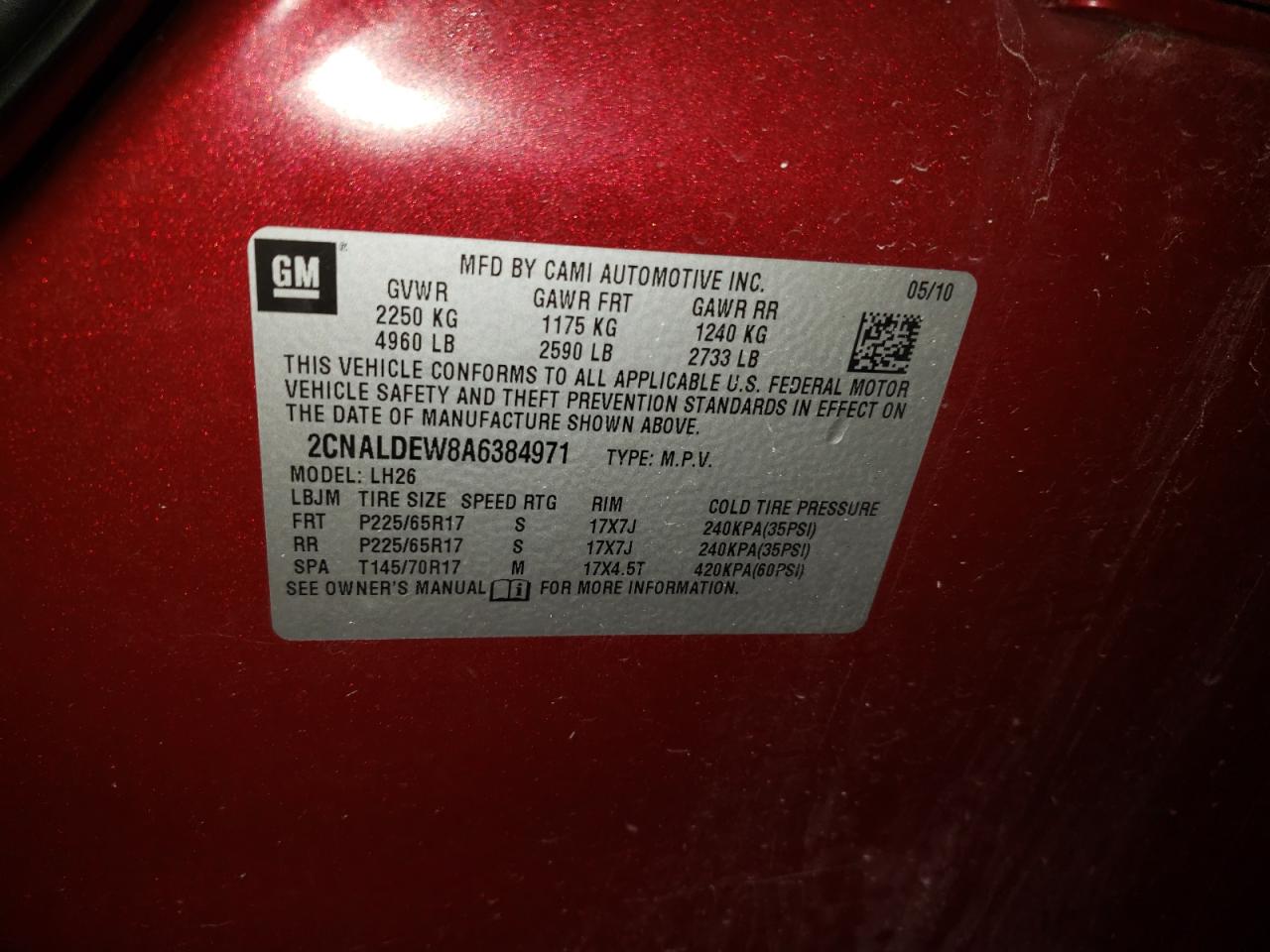 Photo 10 from auction – 2010 CHEVROLET EQUINOX LT with VIN 2CNALDEW8A6384971
