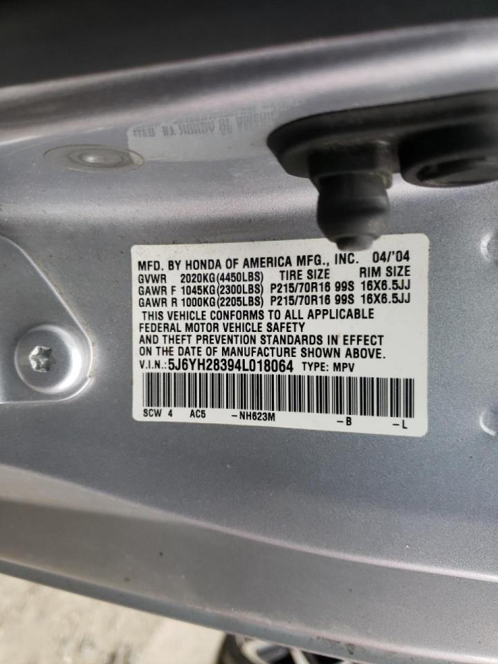 Photo 10 from auction – 2004 HONDA ELEMENT LX with VIN 5J6YH28394L018064