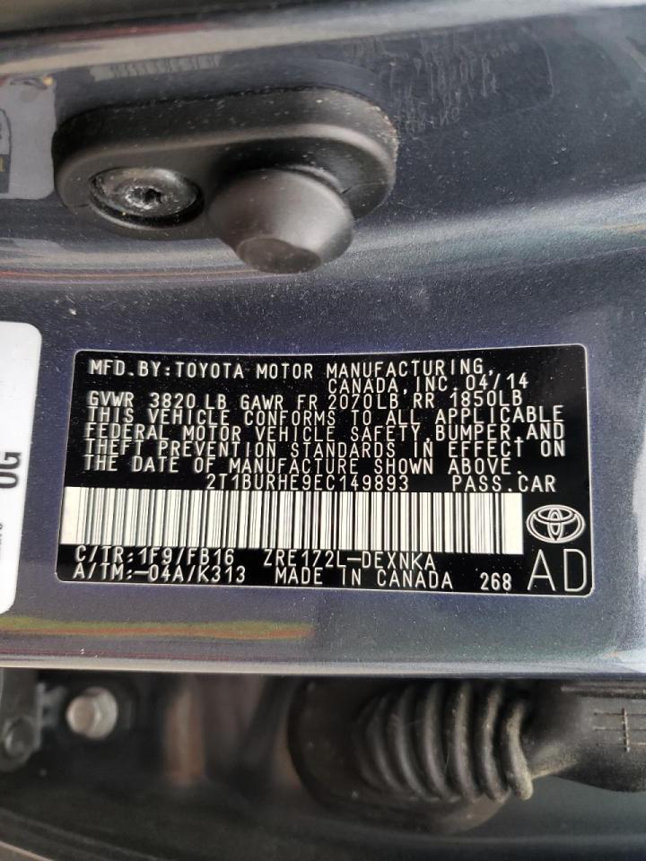 Photo 10 from auction – 2014 TOYOTA COROLLA L with VIN 2T1BURHE9EC149893