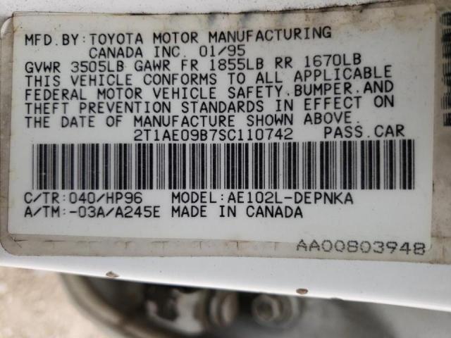 Photo 10 from auction – 1995 TOYOTA COROLLA LE with VIN 2T1AE09B7SC110742