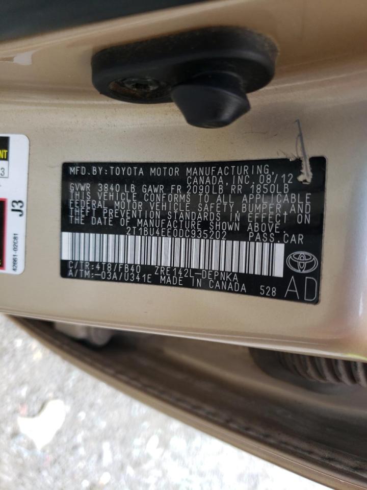 Photo 10 from auction – 2013 TOYOTA COROLLA BA with VIN 2T1BU4EE0DC935202