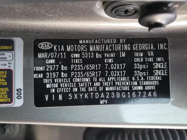 Photo 10 from auction – 2011 KIA SORENTO BA with VIN 5XYKTDA23BG167246