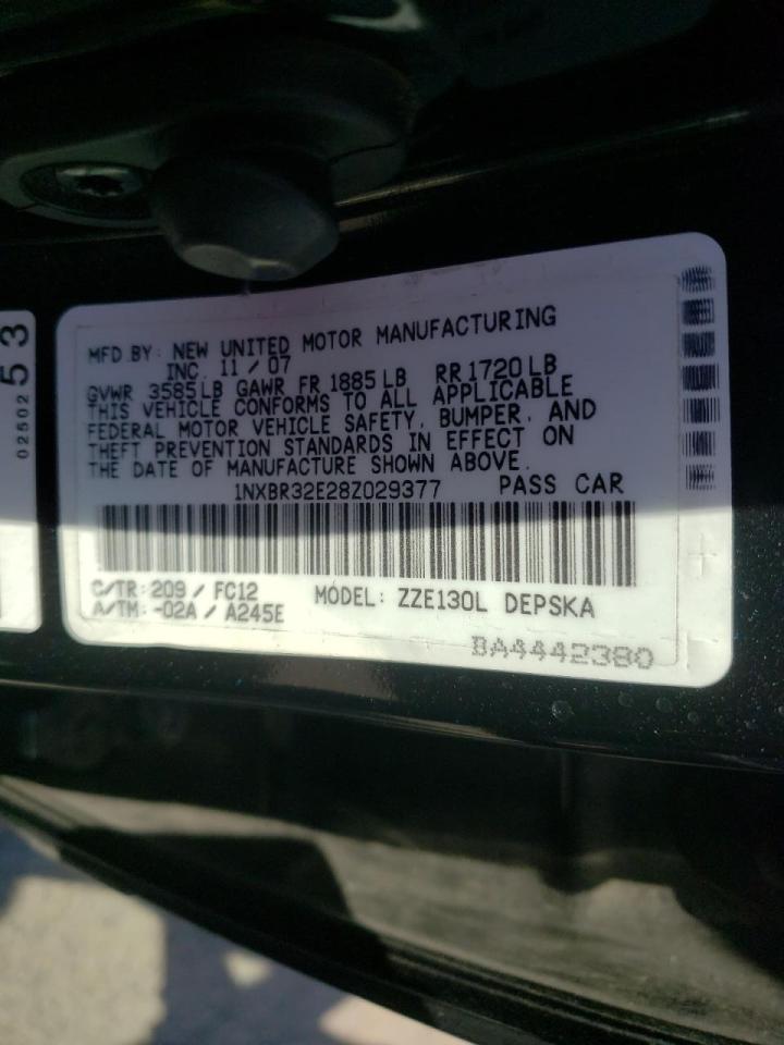 Photo 10 from auction – 2008 TOYOTA COROLLA CE with VIN 1NXBR32E28Z029377