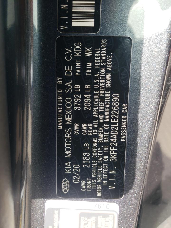Photo 10 from auction – 2020 KIA FORTE FE with VIN 3KPF24AD2LE226890