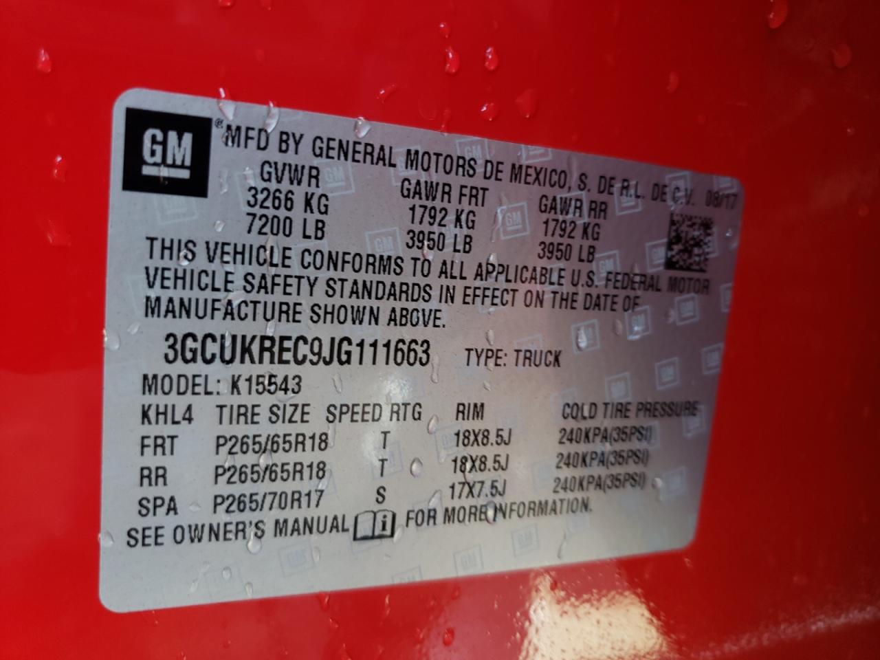 Photo 10 from auction – 2018 CHEVROLET SILVERADO with VIN 3GCUKREC9JG111663